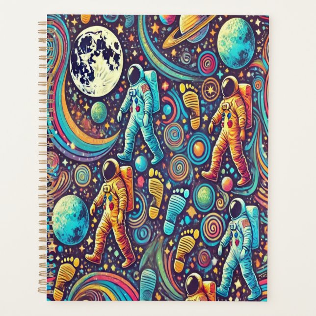Colourful Astronaut Spacewalk Pattern Planner (Front)