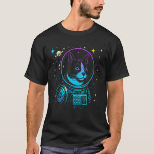 Colourful Astronaut Tuxedo Cat Space Galaxy Cat Lo T-Shirt