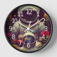 Colourful Astronauts in Space with Flowers Artwork