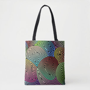 colourful asymmetrical abstract shapes tote bag
