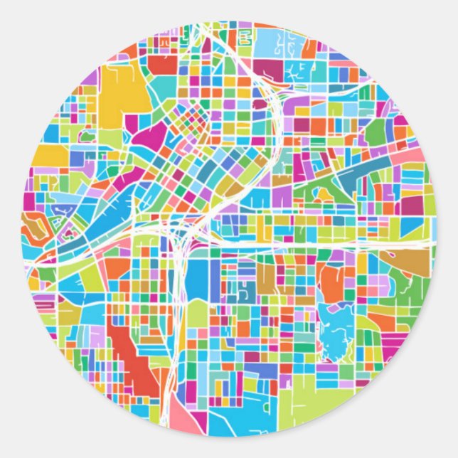 Colourful Atlanta Map Classic Round Sticker (Front)