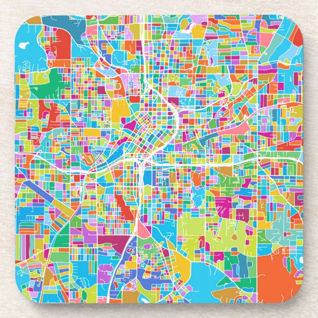 Colourful Atlanta Map Coaster (Front)