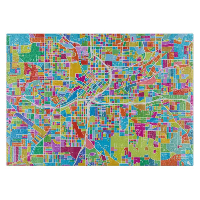Colourful Atlanta Map Cutting Board (Front)