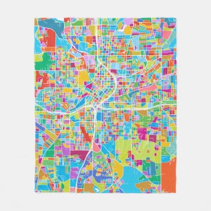 Colourful Atlanta Map Fleece Blanket