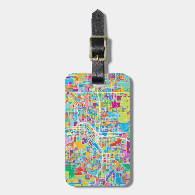 Colourful Atlanta Map Luggage Tag (Front Vertical)