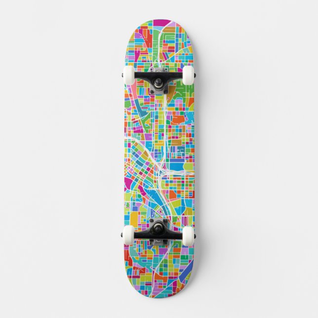 Colourful Atlanta Map Skateboard (Front)