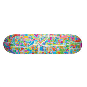 Colourful Atlanta Map Skateboard
