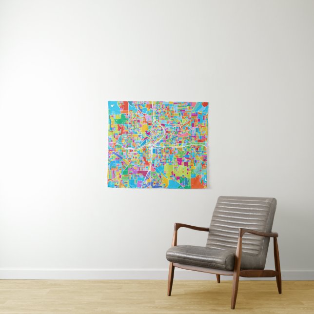 Colourful Atlanta Map Tapestry (In Situ (Horizontal))