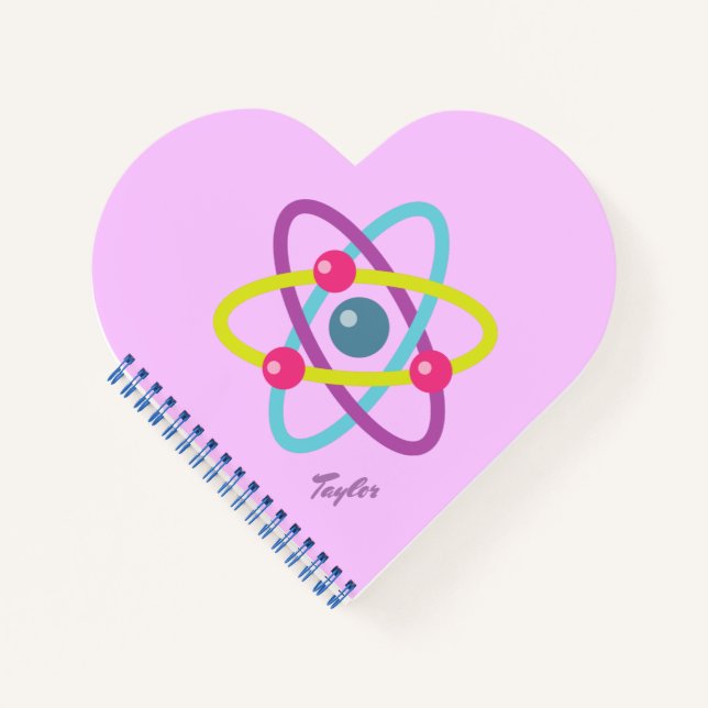 Colourful Atom Lavender Background Notebook (Front)
