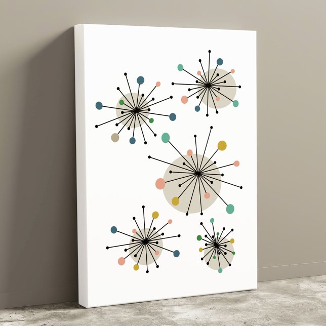 Colourful Atomic Starburst Mid Century Modern Canvas Print (Creator Uploaded)
