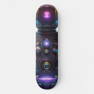 Colourful Atompunk Astronaut digital AI Art Skateboard