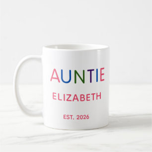 Colourful Auntie Personalised Name Date Coffee Mug