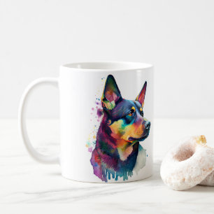 Colourful Australian Kelpi Dog  Pet Coffee Mug, Cu Mug