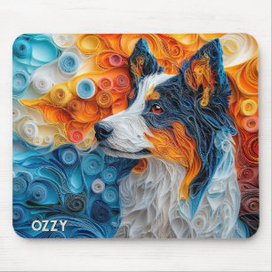 Colourful Australian Shepherd Dog Portrait Mouse Mat