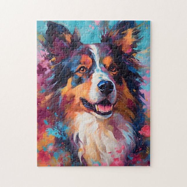 Colourful Australian Shepherd Jigsaw Puzzle (Vertical)