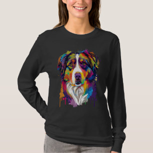 Colourful Australian Shepherd Pop Tie Dye Tri Colo T-Shirt