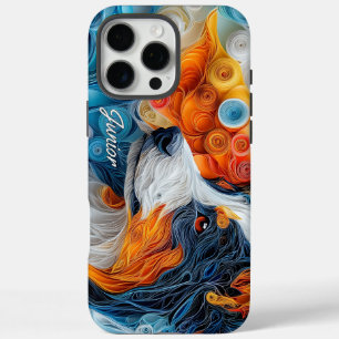Colourful Australian Shepherd Portrait iPhone 16 Pro Max Case