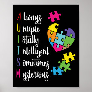 Colourful Autism Awareness Gift Design For Asd Poster
