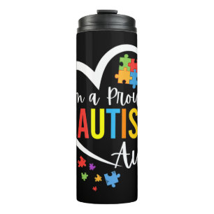 Colourful autism awareness puzzle pieces heart per thermal tumbler