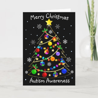 Colourful Autism Christmas Tree Holiday Card