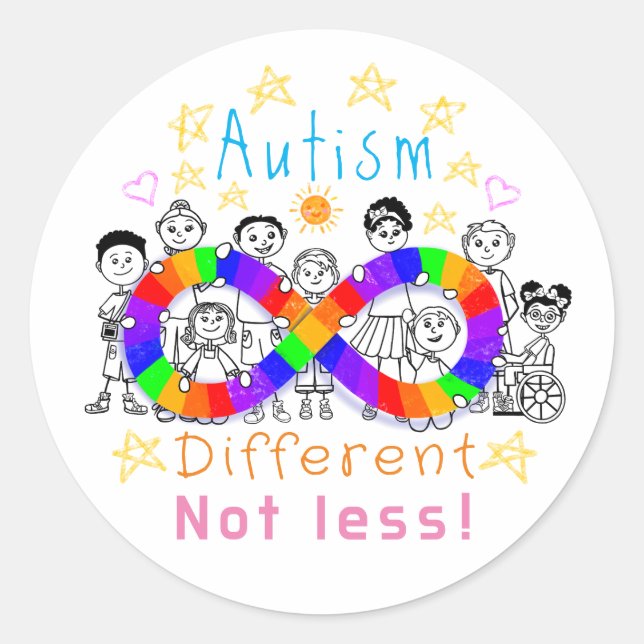 Colourful Autism Different Not Less Fun Stickers (Front)
