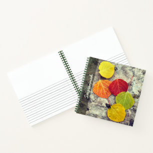 Colourful Autumn Aspen Leaves Photo Personalised Notebook
