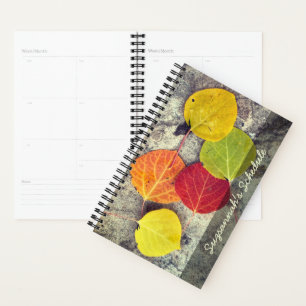 Colourful Autumn Aspen Leaves Photo Personalised Planner