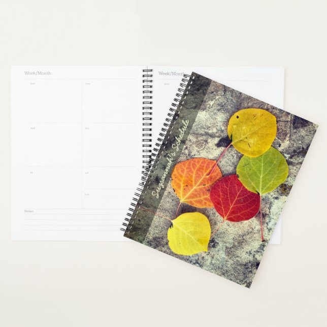 Colourful Autumn Aspen Leaves Photo Personalised Planner (Display)