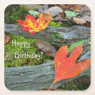 Colourful Autumn Birthday Paper Coasters