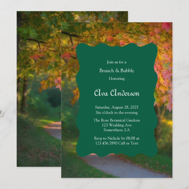 Colourful Autumn Day Brunch & Bubbly Invitation (Front/Back)