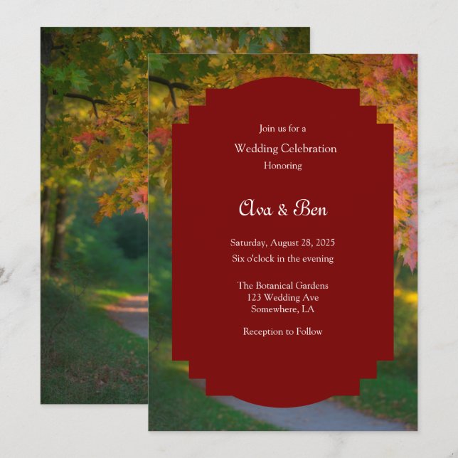 Colourful Autumn Day Wedding Celebration  Invitation (Front/Back)