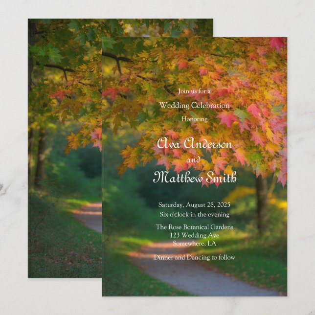 Colourful Autumn Day Wedding Celebration  Invitation (Front/Back)