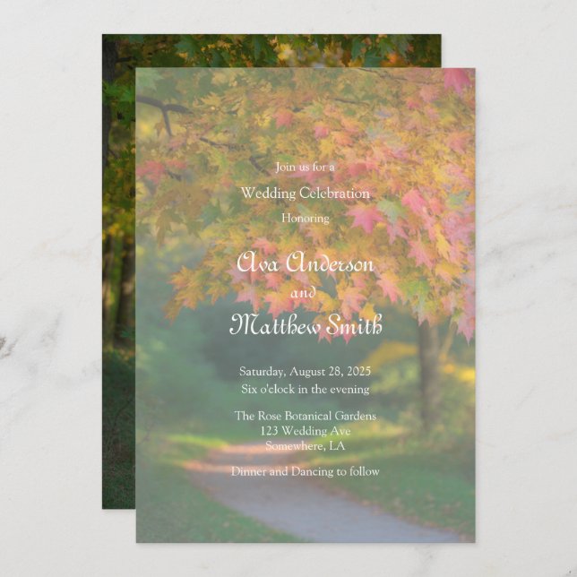 Colourful Autumn Day Wedding Celebration  Invitation (Front/Back)