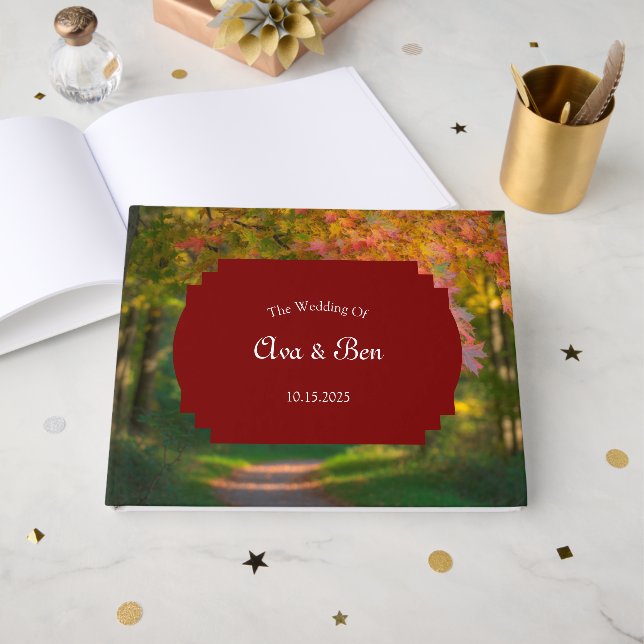 Colourful Autumn Day Wedding Guest Book (Front Open)