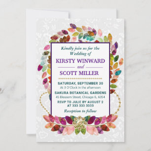 Colourful Autumn Fall Leaves Wedding Invitation