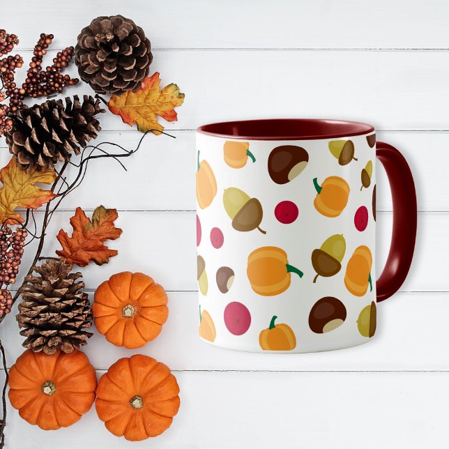 Colourful Autumn Fall Pumpkin Berries Pattern Mug (Creator Uploaded)