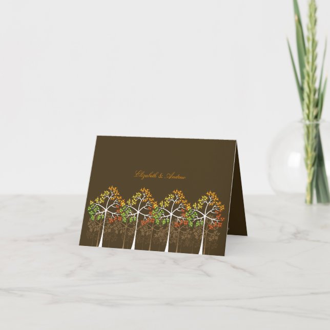 Colourful Autumn Fall Trees Thank You Note Card (Front)