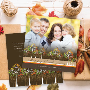 Colourful Autumn Fall Trees Thanksgiving Photo Holiday Card