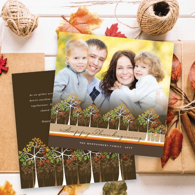 Colourful Autumn Fall Trees Thanksgiving Photo Holiday Card (Creator Uploaded)