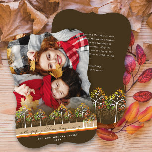 Colourful Autumn Fall Trees Thanksgiving Photo Holiday Card