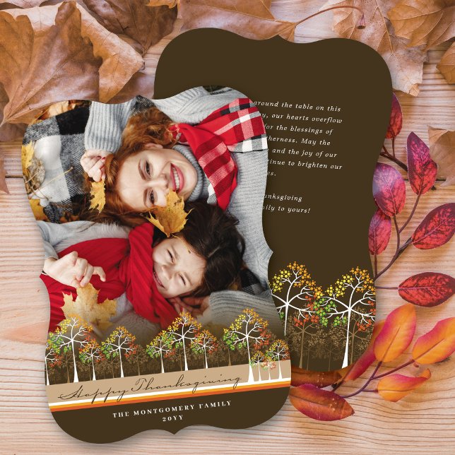 Colourful Autumn Fall Trees Thanksgiving Photo Holiday Card (Creator Uploaded)