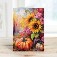 Colourful Autumn Floral and Pumpkins