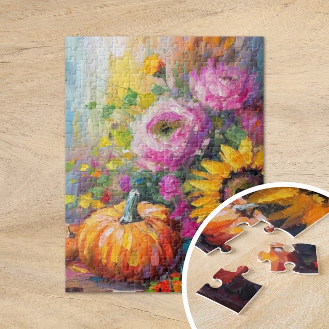 Colourful Autumn Floral and Pumpkins Jigsaw Puzzle (Creator Uploaded)