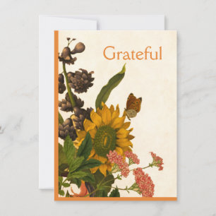 Colourful Autumn Flowers Happy Thanksgiving Holiday Card