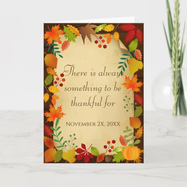 Colourful Autumn Foliage For Thanksgiving Card (Front)