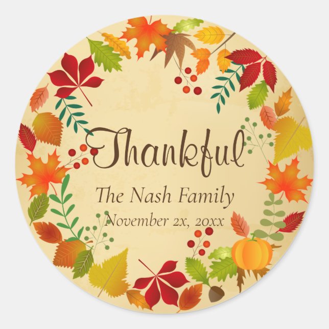 Colourful Autumn Foliage For Thanksgiving Classic Round Sticker (Front)