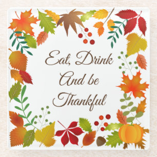 Colourful Autumn Foliage For Thanksgiving Glass Coaster