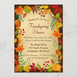 Colourful Autumn Foliage For Thanksgiving Invitation