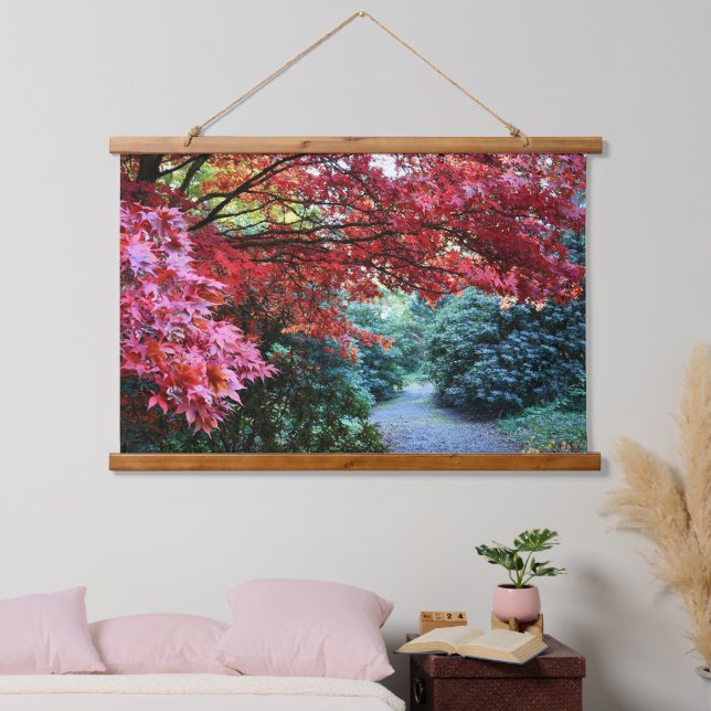 Colourful Autumn Garden Walk Landscape Hanging Tapestry (Bedroom)