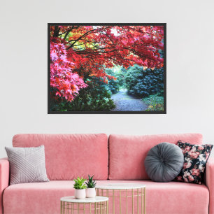 Colourful Autumn Garden Walk Photographic Canvas Print